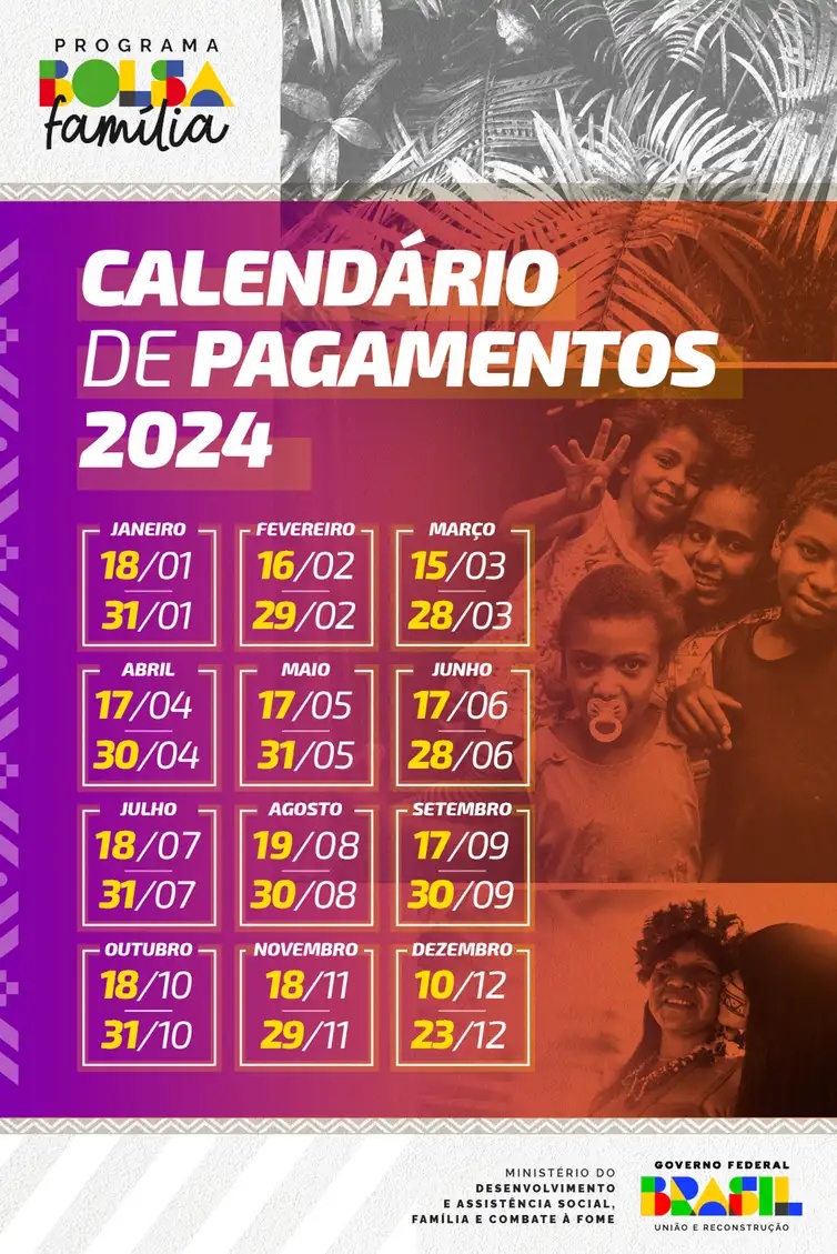 Calendário de pagamento do Bolsa Família.