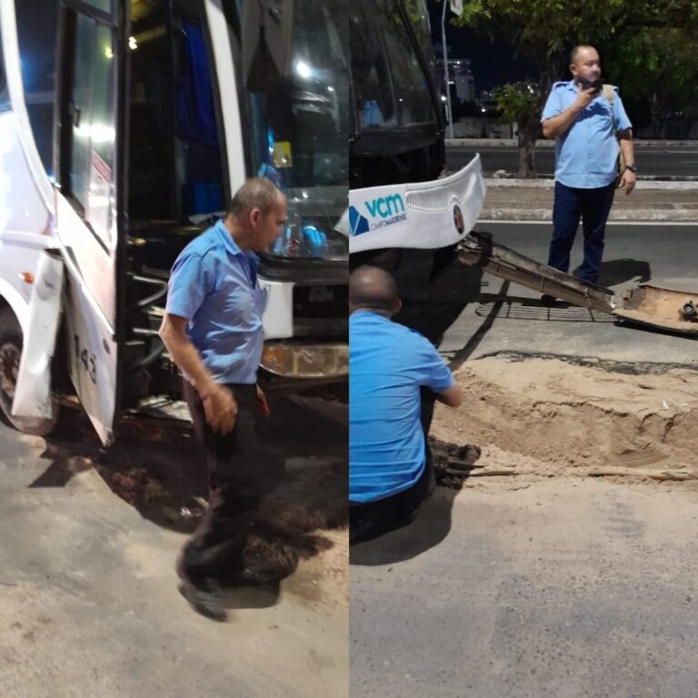 Ônibus cai em buraco na Avenida João XXIII