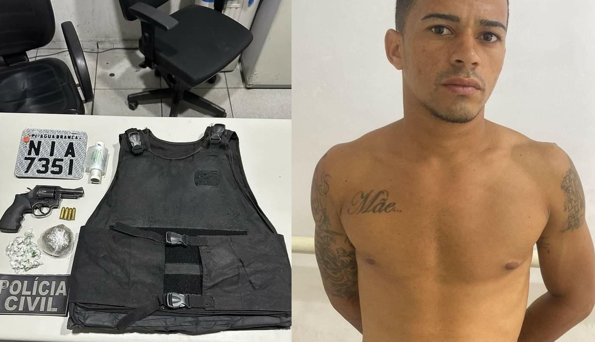 O foragido estava com uma arma carregada e um colete balístico.