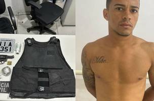O foragido estava com uma arma carregada e um colete balístico. (Foto: PC-PI)