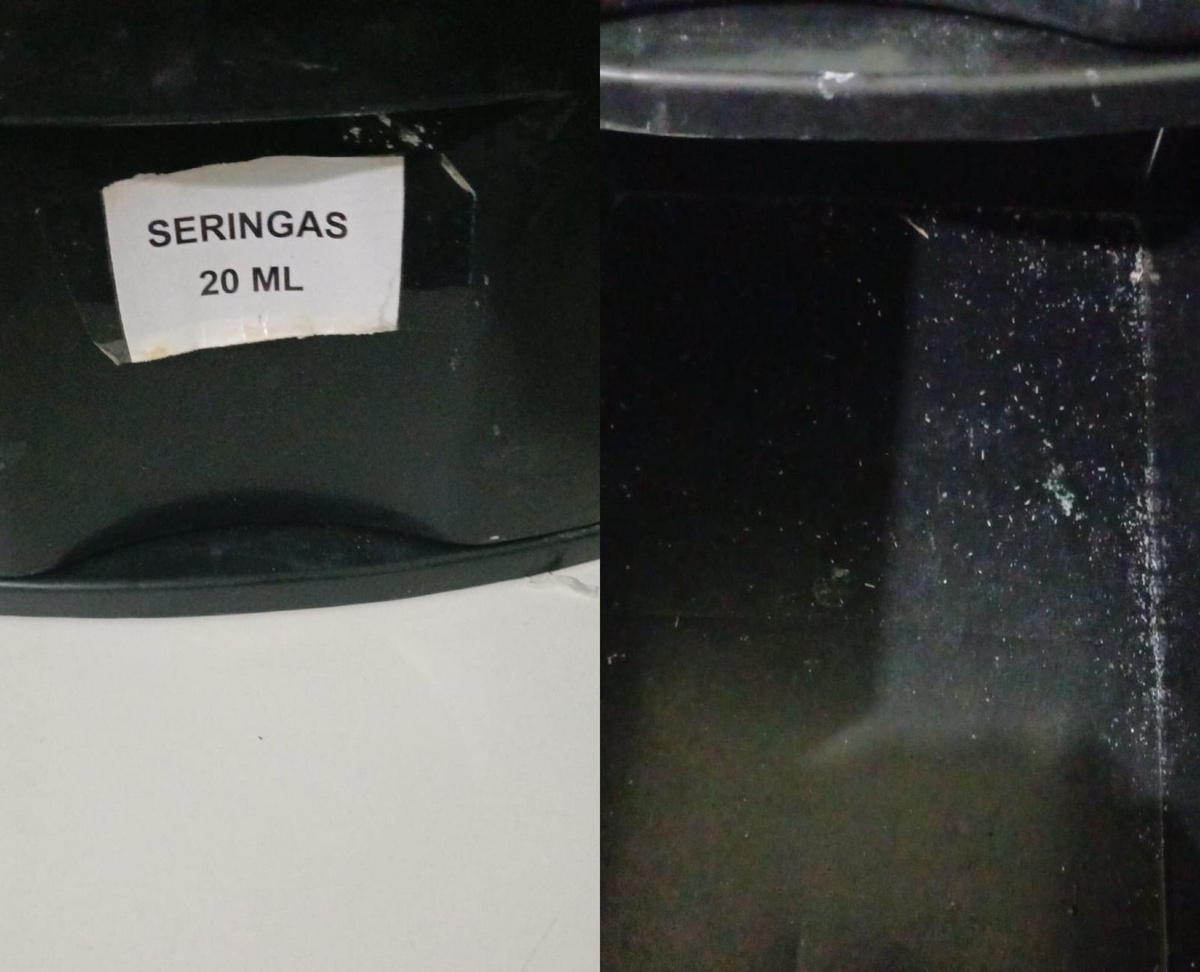 Um funcionário ressaltou a falta de seringas no hospital.