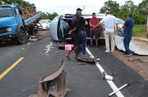 Acidente entre caminhão e táxi resulta na morte de idosa na PI-113. (Foto: Reprodução)
