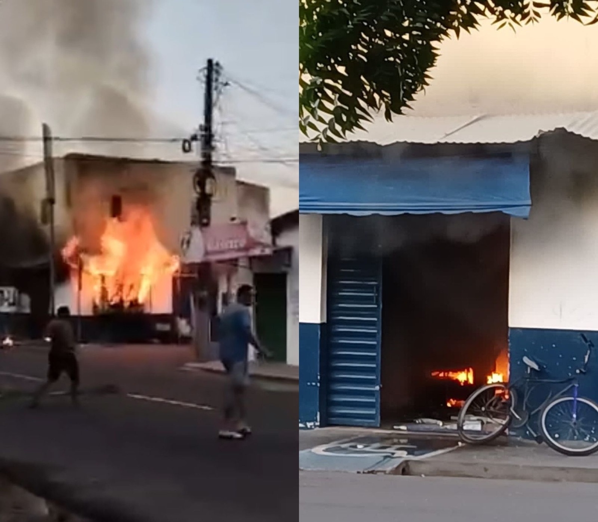 Incêndio de grandes proporções atinge supermercado.