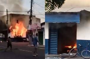 Incêndio de grandes proporções atinge supermercado. (Foto: Reprodução/ Internet)