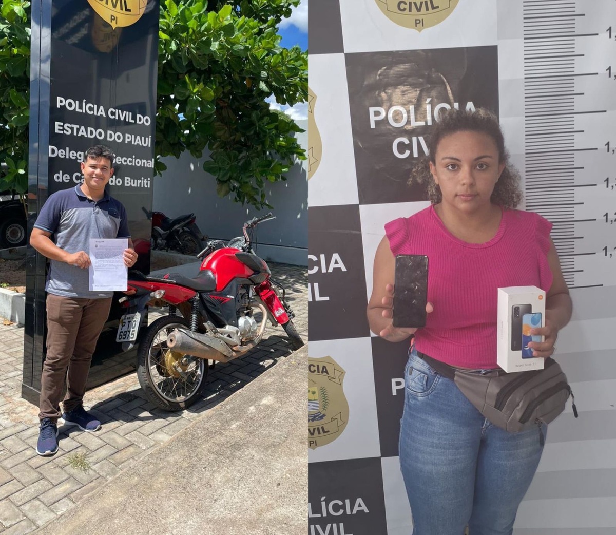 Polícia Civil devolve motos e celulares recuperados em ação contra roubos.