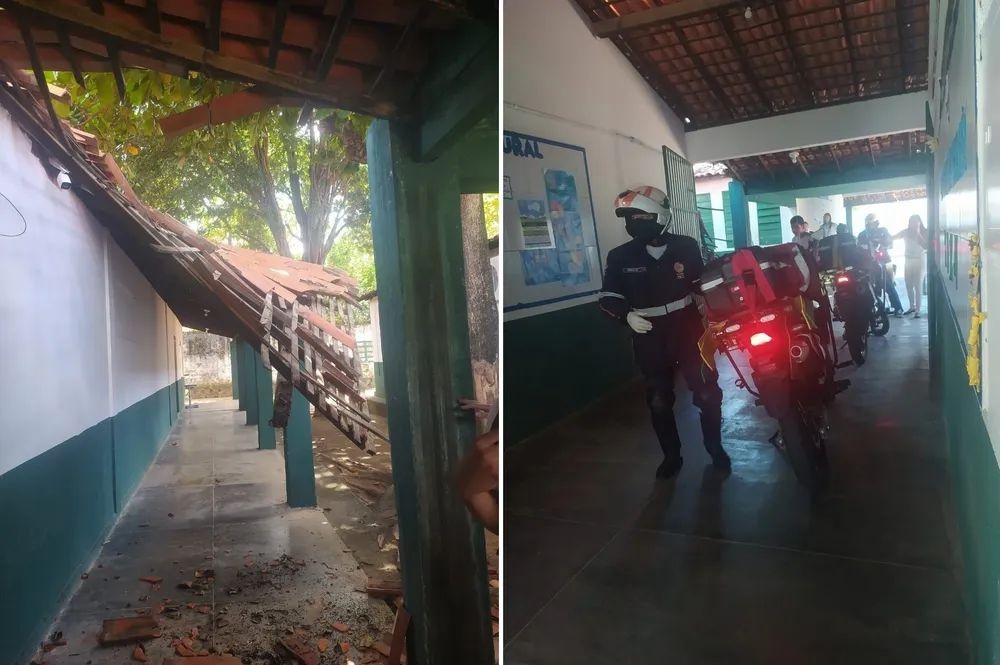 Parte de telhado da escola Milton Brandão.