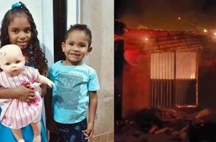 Irmãos morreram carbonizados em incêndio em Água Branca. (Foto: Reprodução Redes Sociais)