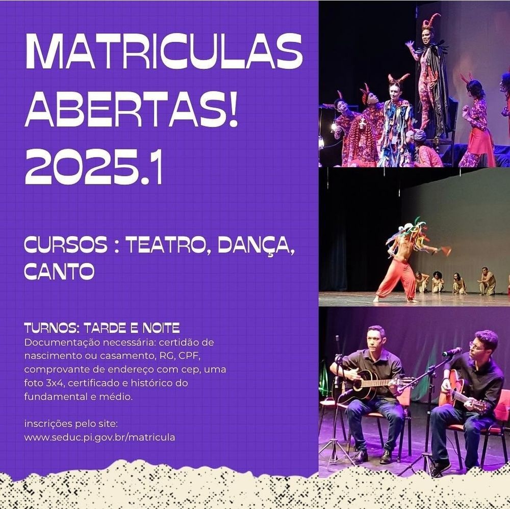 Novas turmas para  Escola Técnica Estadual de Teatro Professor Gomes Campos.