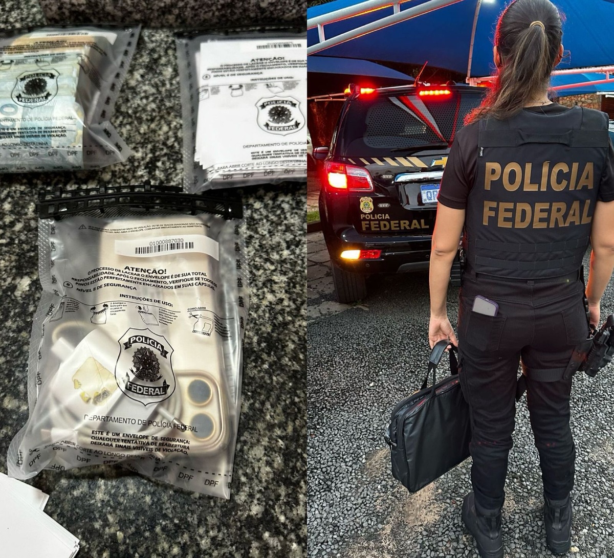 Materiais apreendidos durante a ação policial.