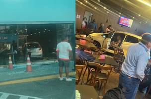 Carro invade supermercado. (Foto: Reprodução)