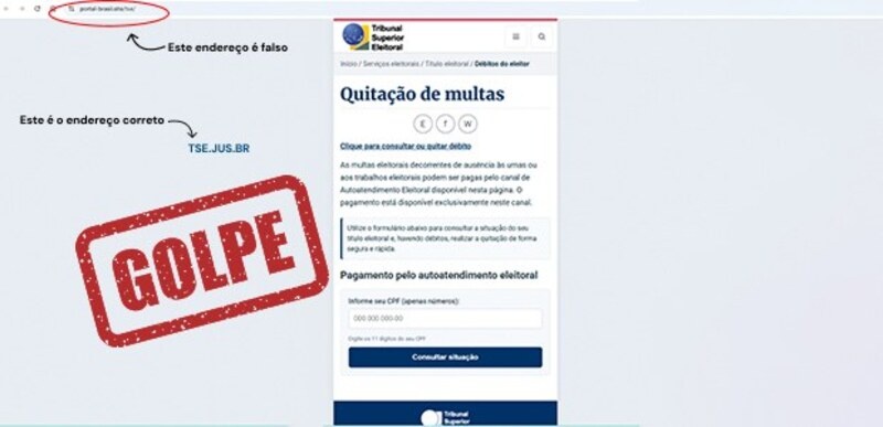 TSE alerta para golpes com falsas cobranças sobre título de eleitor.